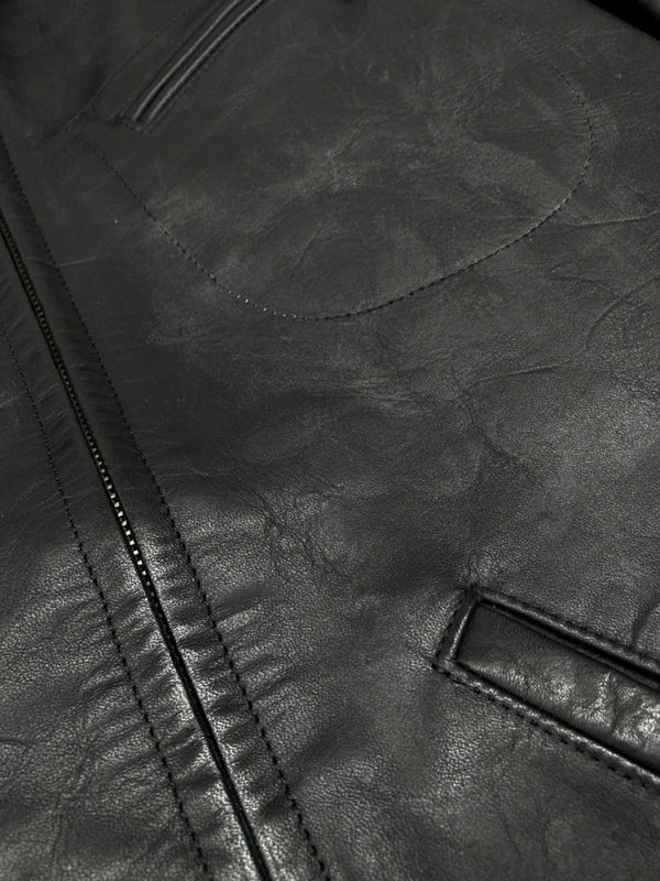 アカンサス ACANTHUS LEATHER JACKET レザー ジャケット シングル ライダース バイカー レーサー アウトドア アウター 黒 ジャケット 無地 ブラック Mサイズ 104MT-1698