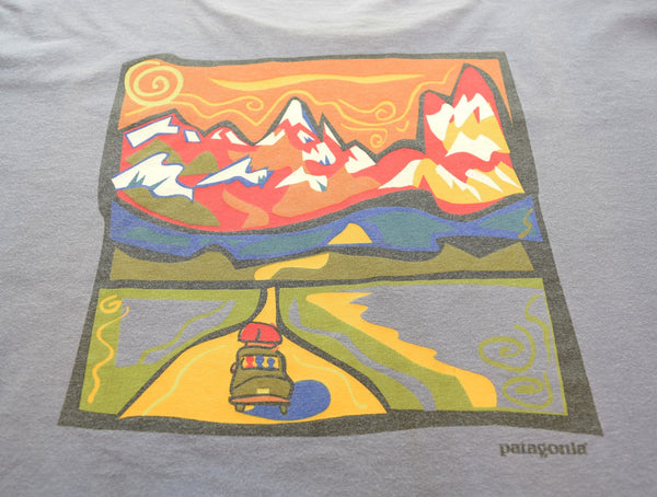 パタゴニア PATAGONIA 90s Made in USA Organic cotton 90's USA製 オーガニックコットン 茄子紺 Tシャツ パープル Lサイズ 103MT-2874