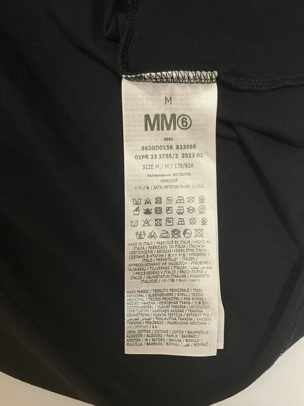 エムエムシックス MM6 Maison Margiela メゾンマルジェラ ナンバーロゴ カレンダーロゴ ダメージ加工 S62GD0156 Tシャツ ブラック Mサイズ 101LT-104