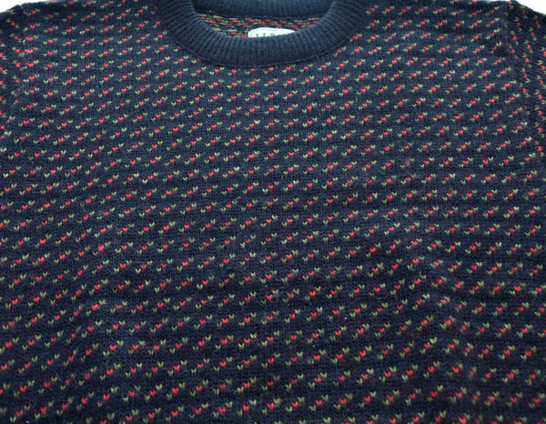 エルエルビーン L.L.Bean 80's Norway製 バーズアイ柄 ウールニット クルーネック セーター 1751 セーター Mサイズ 103MT-1724