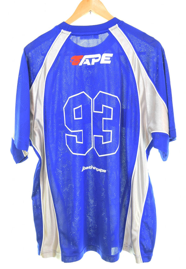 アベイシングエイプ A BATHING APE ソリッドカモジャカードマルチフットボールジャージ 001CSL301312M Tシャツ ブルー Mサイズ 103MT-2994