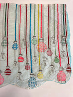 ウロコ ULOCO 刺繍 テキスタイル ステッチ ストール ウロコ電気 w  電球 ライト 白 水色 ストライプ マフラー・スカーフ レディースマフラー・ストール ホワイト 101G-232