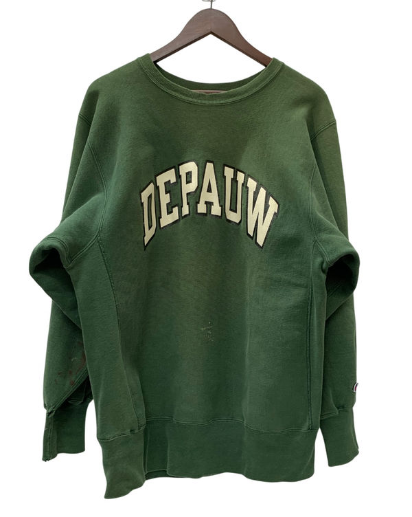 【曜日割引対象外】 チャンピオン Champion 90's REVERSE WEAVE USA製 DEPAUW スウェット グリーン XLサイズ 201MT-3136 VB