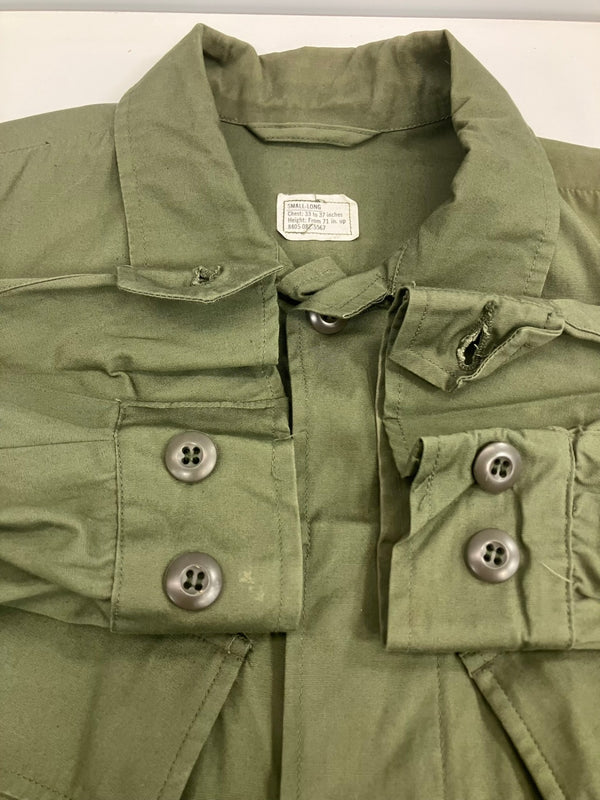 ミリタリー Military 60's 60年代 US ARMY Jungle Fatigue JACKET ジャングルファティーグ ジャケット 3rd ノンリップ Vintage ヴィンテージ DSA-100-67-C-0158 SMALL-LONG ジャケット カーキ Sサイズ 101MT-4366