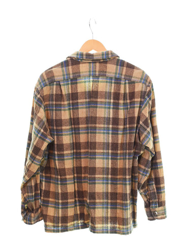 ペンドルトン PENDLETON 70s 70's 70年代 USA製 ウールチェックシャツ 開襟シャツ 長袖シャツ ブラウン LLサイズ 103MT-2238
