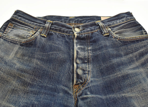 エヴィス EVISU カモメ 革パッチ デニムパンツ 34✕35 デニム ブルー 34 103MB-584