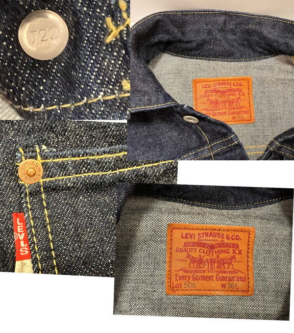 リーバイス Levi's 506XX 1st ファースト 大戦モデル Gジャン vintage ヴィンテージ デニムジャケット BIGE 復刻 日本製  71506-XX 36 ジャケット ブルー Sサイズ 101MT-3248