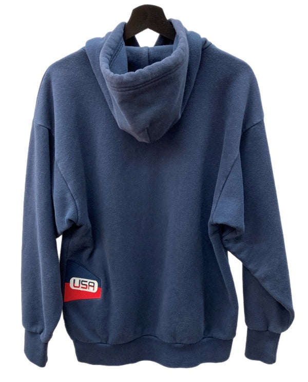 ダブルタップス WTAPS × NEW BALANCE ニューバランス ACADEMY HOODED アカデミー フーディ 紺 S2001SKU930 パーカ ロゴ ネイビー Sサイズ 104MT-1618