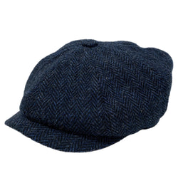 【中古】ハリスツイード MANNIX HAT Co  8パネル 帽子 メンズ帽子 ハンチング・キャスケット ネイビー 201goods-798
