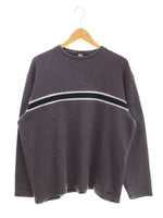 ステューシー STUSSY 90s 90's OLD STUSSY 紺タグ USA製 ライン ボーダー コットンニット スウェット 90年代 セーター グレー Sサイズ 103MT-2632