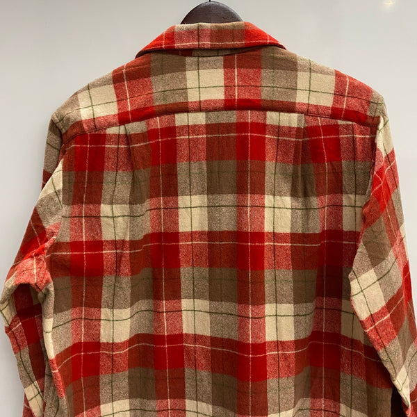 【曜日割引対象外】 ペンドルトン PENDLETON 50's オープンカラー ウール チェックシャツ 長袖シャツ レッド Mサイズ 201MT-3853 VB