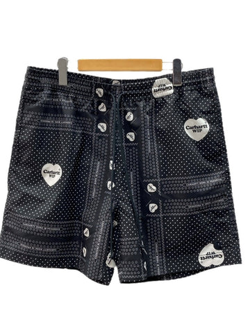 カーハート Carhartt WIP SLATER SWIM TRUNKS スイム ショート パンツ ハート 短パン ハーフ ショーツ 水着 黒 総柄 I031536 ハーフパンツ ブラック XLサイズ 104MB-184