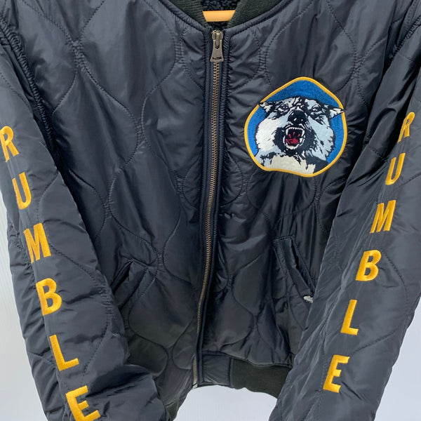 ヒステリックグラマー HYSTERIC GLAMOUR RUMBLE MA-1 ワッペン キルティング フライト ボンバー 0263AB06 ジャケット ブラック Sサイズ 201MT-4149