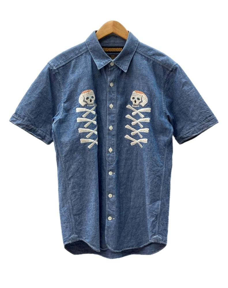 NEIGHBORHOOD シャンブレーシャツ スカル 半袖 ネイバーフッド