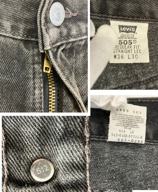 リーバイス Levi's 90's~00's 90年代~ 505 後染めブラック ボタン裏512刻印 VINTAGE ヴィンテージ アメリカ製 MADE IN USA 90's～00's 90505-0260 デニム ブラック W36L30 101MB-678