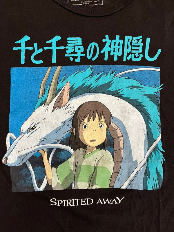 US US古着 Spirited Away 千と千尋の神隠し 映画 MOVIE T-shirts ムービーTシャツ 黒 キャラT  海外版 Tシャツ ブラック Lサイズ 101MT-4670