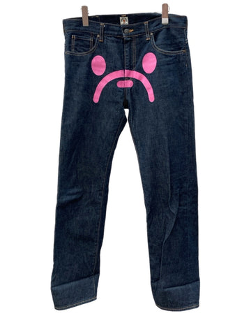 アベイシングエイプ A BATHING APE Milo Face Denim Pants マイロ フェイス デニム パンツ ジーンズ 紺 プリント デニム ネイビー TALL 104MB-369