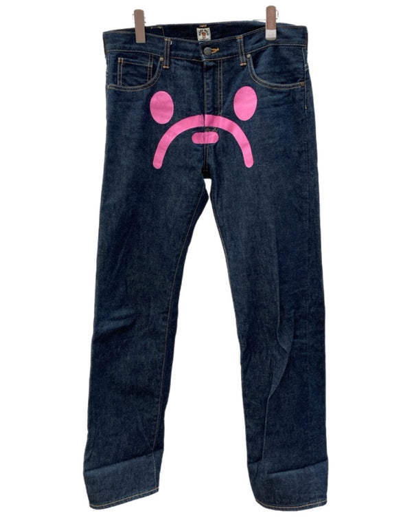 アベイシングエイプ A BATHING APE Milo Face Denim Pants マイロ フェイス デニム パンツ ジーンズ 紺 プリント デニム ネイビー TALL 104MB-369