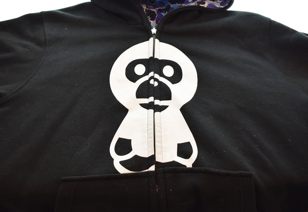 アベイシングエイプ A BATHING APE BABY MILO リバーシブル ジップアップパーカー サル  パーカ ブラック Mサイズ 103MT-3243