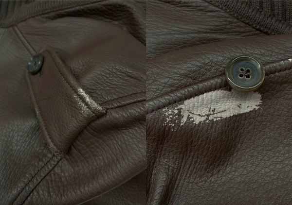 ボッテガヴェネタ BOTTEGA VENETA LEATHER JACKET レザー ジャケット 切り替え ボタン 薄手 アウター 赤茶 サイズ 48 ジャケット 無地 ブラウン 104MT-2107