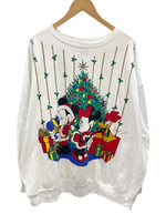 US US古着 90s 90's Mickey Minnie Santa Holiday Christmas Sweatshirt ミッキーミニー サンタ ホリデー クリスマス スウェット 白 サイス 2X スウェット プリント ホワイト 101MT-2576