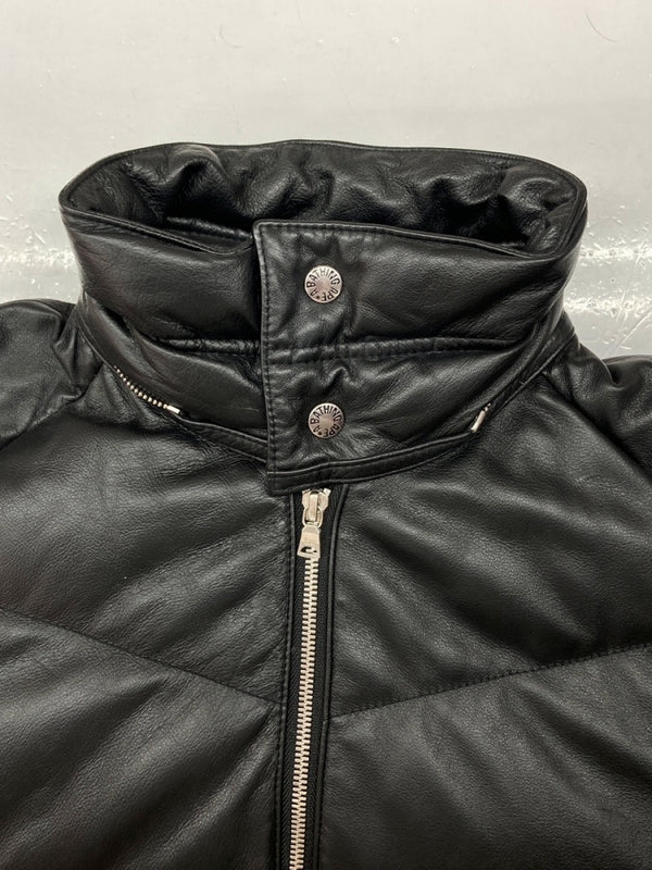 アベイシングエイプ A BATHING APE LEATHER DOWN JACKET レザー ダウン ジャケット アウター ファー 黒 ジャケット 無地 ブラック Mサイズ 104MT-858