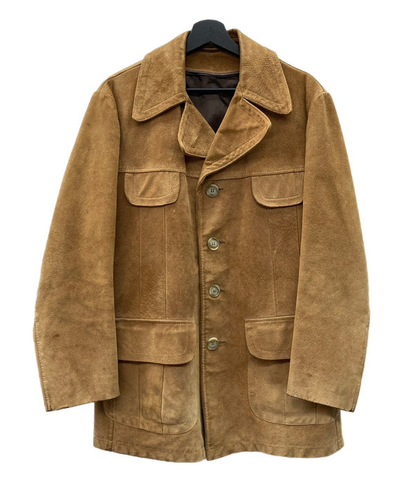 ヴィンテージ vintage 70s~ 70年代 スウェード レザー ジャケット カーコート ハーフコート 茶色 コート 無地 ブラウン 104MT-1930