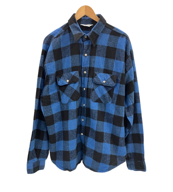 ファイブブラザー FIVE BROTHER 70's~80's 70~80年代 三角タグ ヘビーネルシャツ フランネル ヘビネル ワークシャツ バッファローチェック MADE IN USA アメリカ製 VINTAGE ヴィンテージ XL 長袖シャツ ブルー LLサイズ 101MT-5174