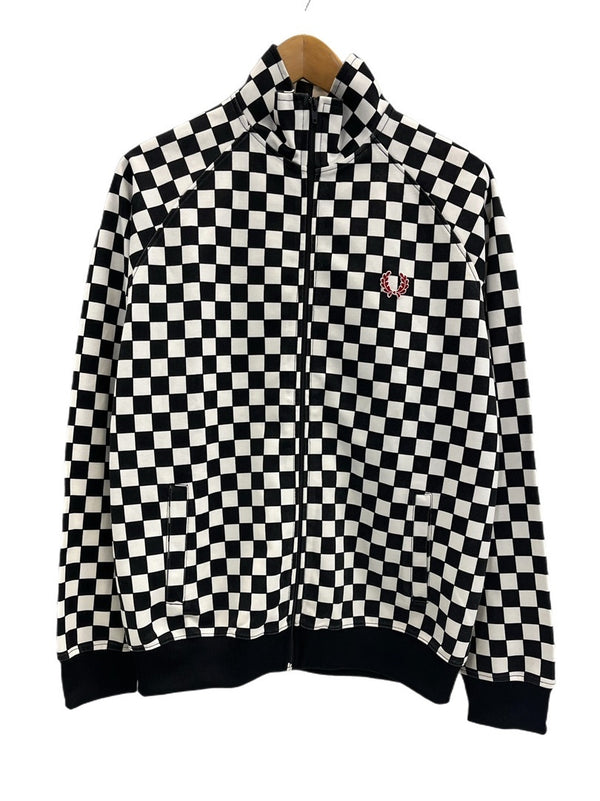 フレッドペリー FRED PERRY トラックジャケット ボンバージャケット 総柄 ブロックチェック J1105 サイズ42 ジャージ ブラック 101MT-4775