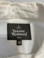 ヴィヴィアンウエストウッド VivienneWestwood MAN オーブ 総柄 デザインシャツ 白 サスペンダー  サイズ48 長袖シャツ ホワイト 101MT-3043