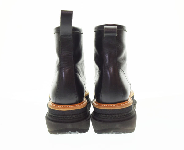 サカイ sacai Vibram ライトソール プラットフォーム レースアップブーツ 厚底 黒 メンズ靴 ブーツ その他 ブラック 40 25cm 103S-1046