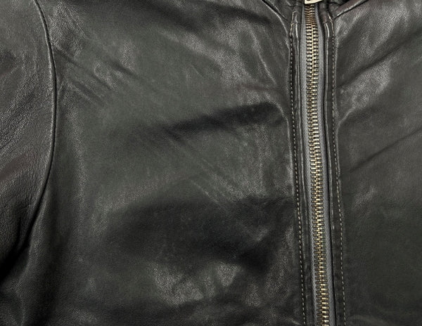 ジョルジオブラット Georgio Brato Sheep Leather Jacket シープ レザー ジャケット ラム 袖リブ ライダース バイカー アウター 黒 5222 サイズ 44 ジャケット 無地 ブラック 104MT-1294