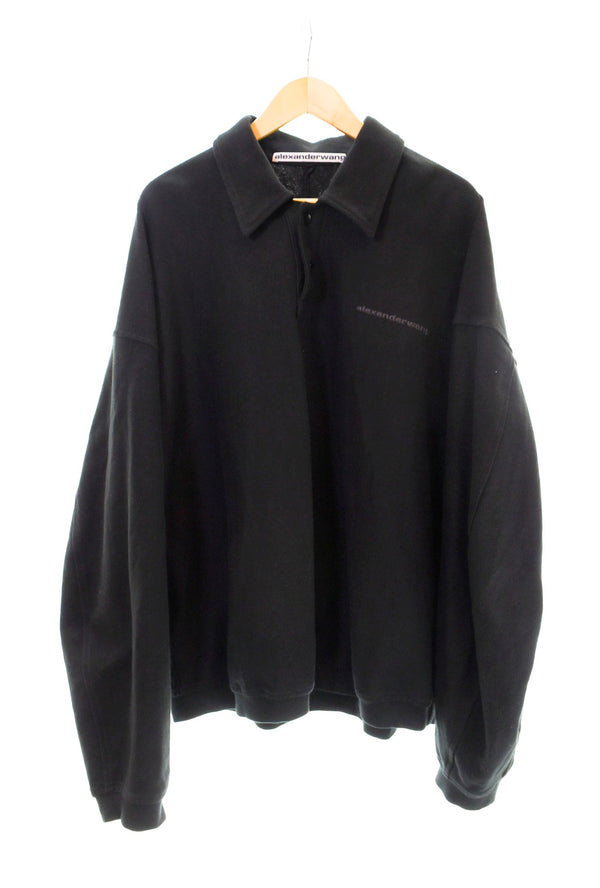 アレクサンダーワン Alexander Wang  パフロゴ オーバーサイズ ポロトップ 黒 6CC3241056 スウェット ブラック Mサイズ 103MT-1768