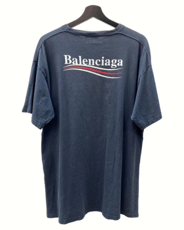 バレンシアガ BALENCIAGA CAMPAIGN LOGO PRINT T-SHIRT キャンペーン ロゴ プリント Tシャツ 半袖 カットソー 紺 556150 TAV44 Tシャツ ロゴ ネイビー Mサイズ 104MT-1183