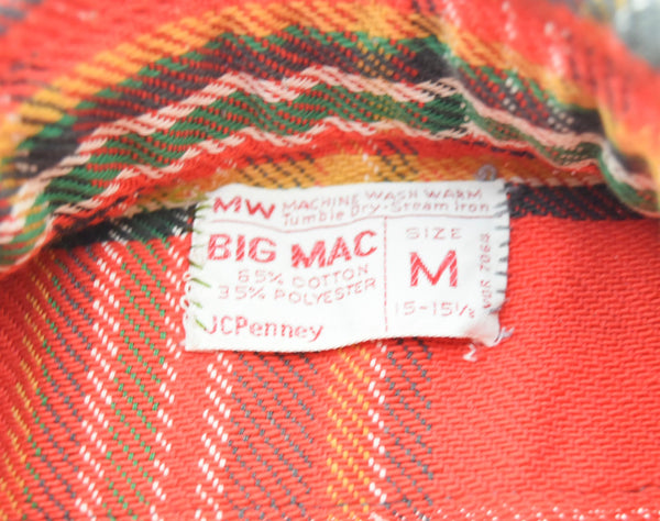 ビッグマック  BIG MAC 70'S 70年代 単色タグ ビンテージ JCPenney ネルシャツ 赤 長袖シャツ レッド Mサイズ 103MT-1532