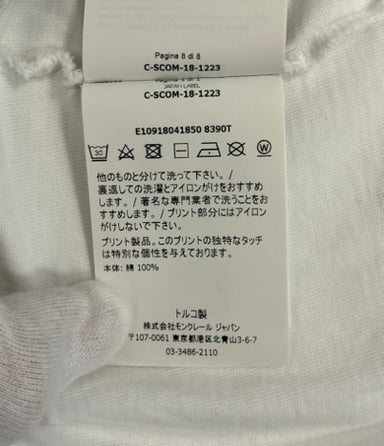 モンクレール MONCLER MAGLIA ロゴパッチ付き半袖Tシャツ 白 E10918041850 8390T Tシャツ ホワイト Sサイズ 101MT-4251