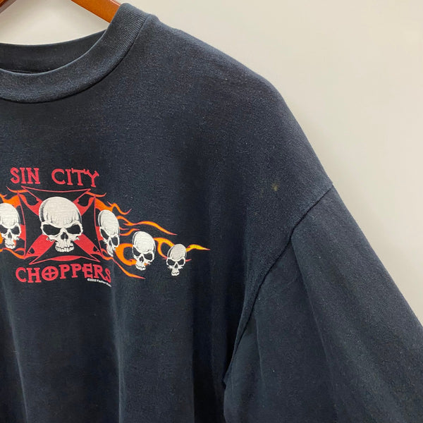 【曜日割引対象外】 ファッションビクティム Fashion Victim 00's SIN CITY CHOPPERS 長袖カットソー シルバー Lサイズ 201MT-4039 VB