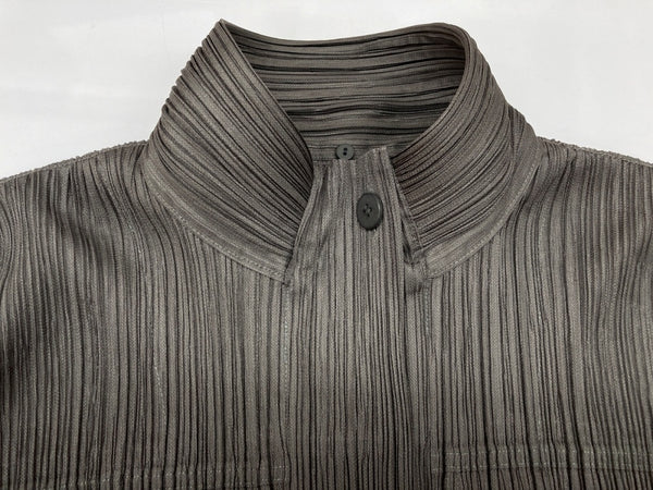 イッセイミヤケ ISSEY MIYAKE プリーツプリーズ PLEATS PLEASE ジップアップ フルジップ ドメス Y2K 日本製 OLIVE オリーブ KHAKI 緑 グリーン系 PP63-JD427 ジャケット 無地 カーキ SIZE4 104LT-252