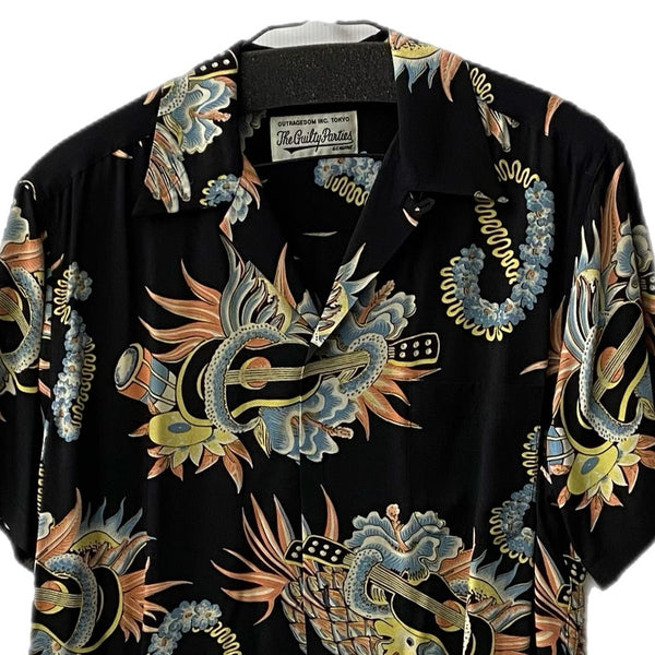 ワコマリア WACKO MARIA 18SS アロハシャツ JAMAICA FLOWERS 半袖シャツ ブラック Mサイズ 201MT-3350
