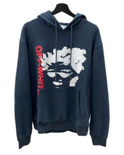 オフホワイト OFF-WHITE 22AW Face Arrow Slim Hoodie フェイス アロー スリム フーディ パーカー 紺 OMBB097F22FLE009 パーカ ロゴ ネイビー Mサイズ 104MT-1470