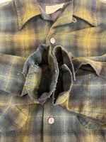 ヴィンテージ vintage 50s~60s 50's 60's Stanwood casuals ウールチェック 開襟シャツ オンブレ ヘビネル 緑  長袖シャツ マルチカラー 101MT-4936