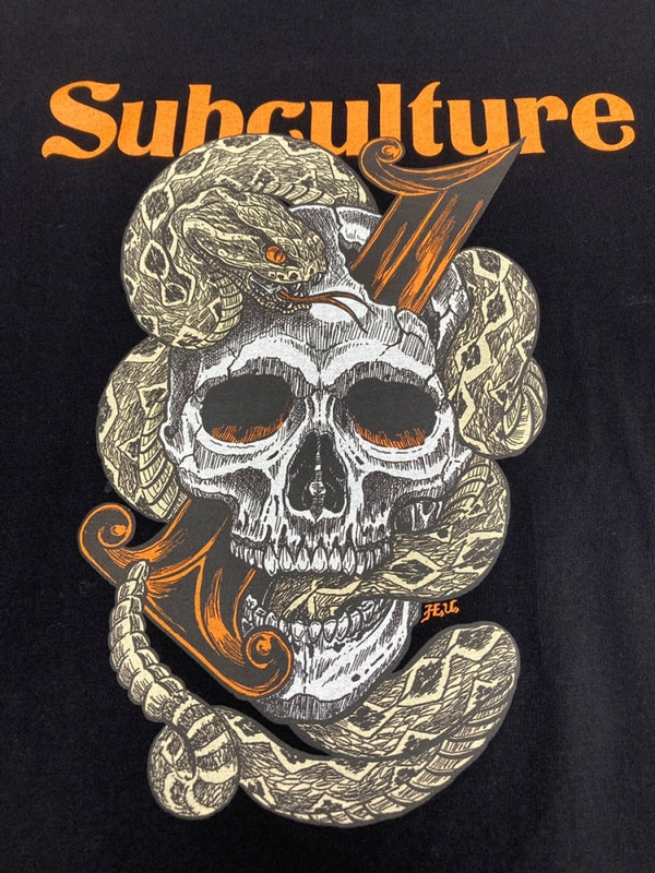 サブカルチャー Subculture SS PRINT TEE プリント Tシャツ スカル スネーク 黒 SCST-LTD01 2 Tシャツ プリント ブラック 104MT-215