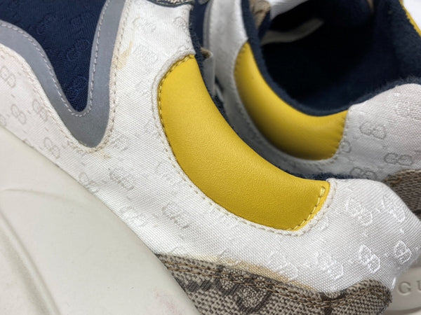 グッチ GUCCI RYTHON ライトン GG柄 レースアップ ローカット シューズ 白 茶 紺 619891 メンズ靴 スニーカー マルチカラー サイズ 10 1/2 104S-941