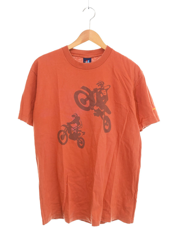 ステューシー STUSSY 90s Made in USA 紺タグ バイクT シングルステッチ 90's USA製 Tシャツ オレンジ Lサイズ 103MT-3183