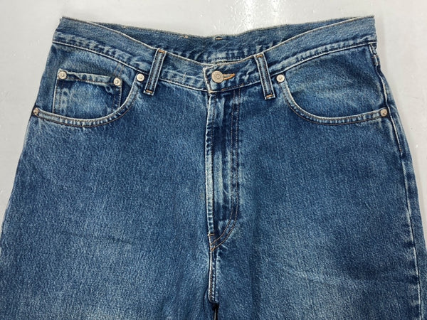 ダブルアールエル RRL 90s DENIM PANTS デニム パンツ ジップフライ ジーパン ジーンズ USA製 Ralph Lauren インディゴ 青 ロゴ R004 デニム ブルー 33/31 104MB-233