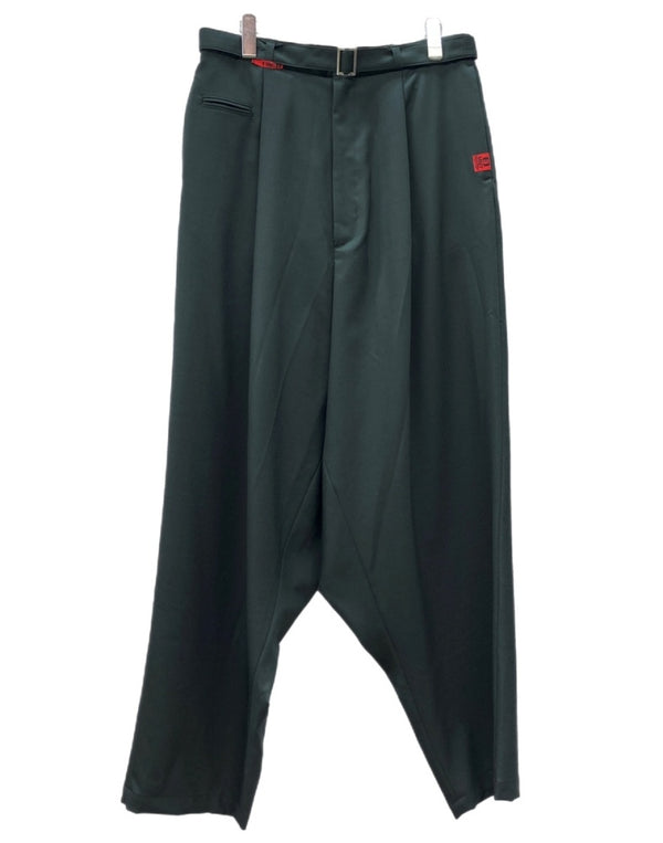 メゾンミハラヤスヒロ Maison MIHARA YASUHIRO 21SS Oversized Saruel Wool Pants オーバーサイズ サルエル ウール パンツ ジップフライ ベルト スラックス MMY 灰 ロゴ A06PT031 ボトムスその他 グレー サイズ 46 104MB-401