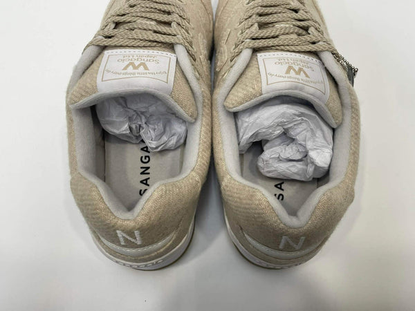 サンガッチョ via SANGACIO ×Wako’s Room ワコーズルーム ベージュ ウール イニシャルN レディース靴 スニーカー ベージュ 24cm 601sh-52