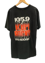 ヴィンテージ vintage 90's 90s FRUIT OF THE LOOM 105.9 KBPI Rock The Rock The best new Rock-n-Roll First XL Tシャツ ブラック LLサイズ 101MT-3517