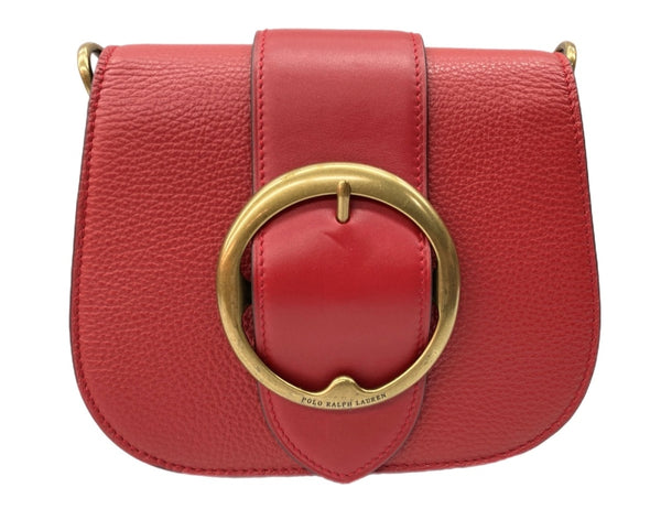 ラルフローレン RalphLauren POLO ポロ Pebbled Leather Lennox Bag ペブルドレザー レノックスバッグ スモール クロスボディ 斜め掛け RED 赤 バッグ レディースバッグ ショルダーバッグ・メッセンジャーバッグ ロゴ レッド 104B-61