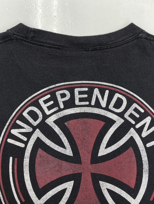 ヴィンテージ vintage 90s 00s INDEPENDENT インディペンデント PRINT S/S TEE プリント Tシャツ NHSタグ OLDSKATE スケボー 両面プリント 黒 Tシャツ ロゴ ブラック XLサイズ 104MT-1208